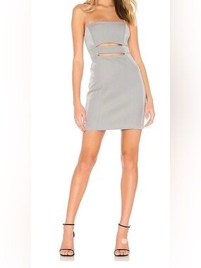 BCBGeneration Gray/ Silver Cut Out Bodycon Mini Dress with Spaghetti Strap